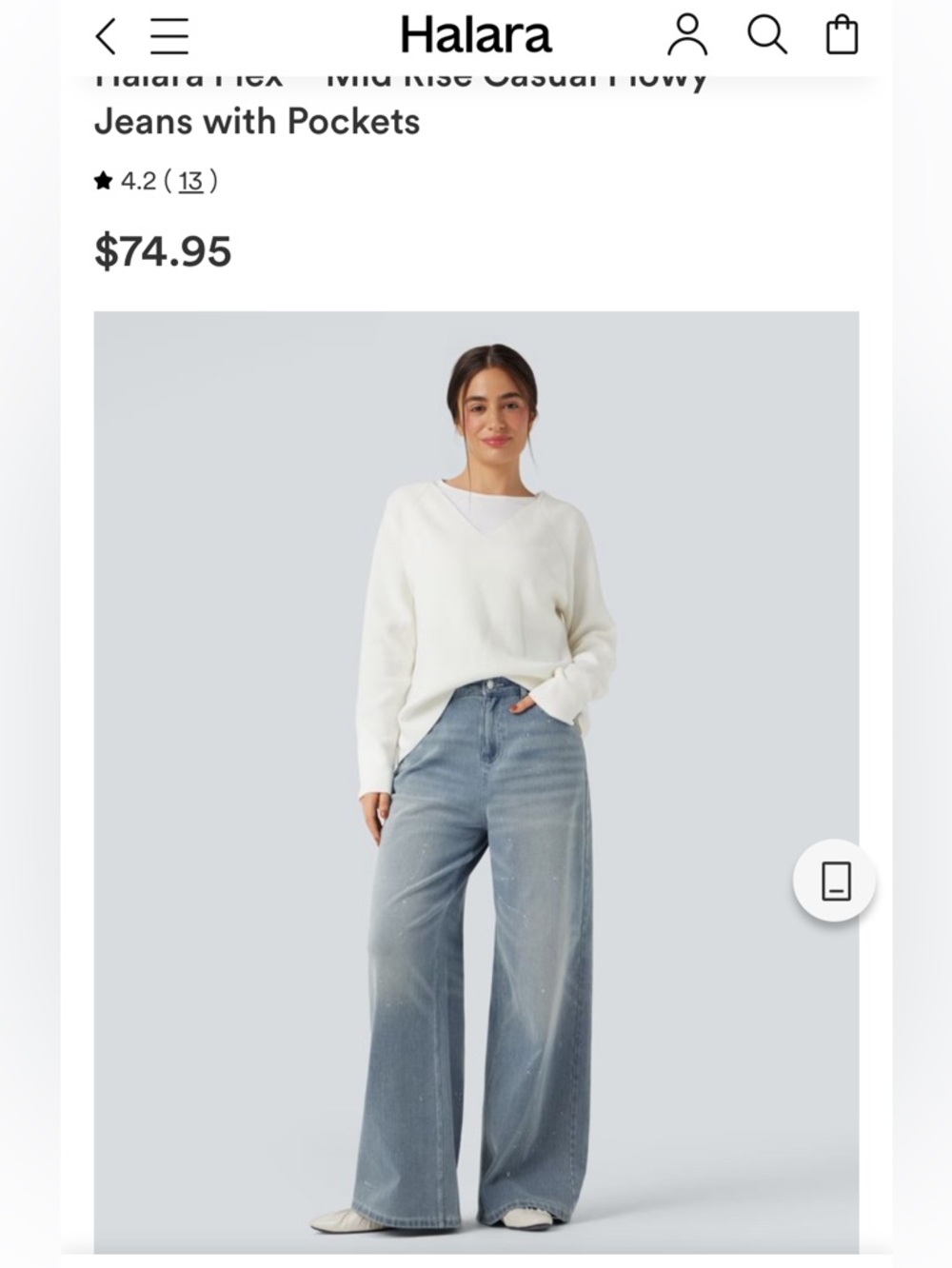 HALARA Light Blue Wide-Leg Jeans